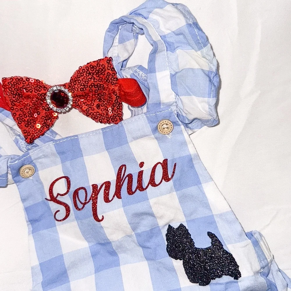 Wizard of Oz Dorothy Costume Set Baby Girl 6-12M Personalized Romper Shoes